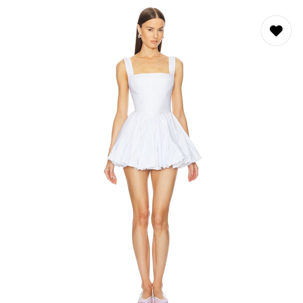 Helsa Poplin Bubble Mini Dress in White